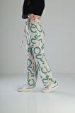 Yeşil Etnik Desenli Baggy Pantolon