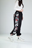Çizgi Roman Desenli Siyah Jogger