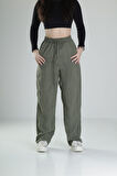Aerobin Keten Kumaş Yeşil Baggy Pantolon