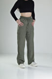 Aerobin Keten Kumaş Yeşil Baggy Pantolon