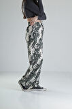 Yeşil Yaprak Desenli Baggy Pantolon