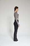 Antrasit Kadın Fitilli Bel Dekolteli Parmak Detaylı Bodysuit - Ren