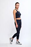 Lacivert Kadın Fitilli Crop Top - Luna