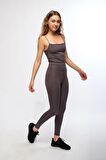 Antrasit Kadın İnce İp Askılı Crop Top Büstiyer - Lones