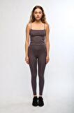 Antrasit Kadın İnce İp Askılı Crop Top Büstiyer - Lones