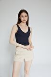 Bej Kadın Soft Touch Kısa Şort - Eva