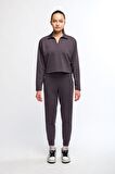 Antrasit Kadın Yaka Detaylı Sweatshirt - More