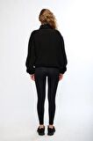 Siyah Kadın Peluş Sweatshirt - Rope