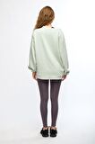 Yeşil Kadın Mineral Boyalı Organik Pamuklu Oversize Sweatshirt - Paula