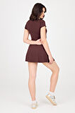 U Yaka Kısa Kollu Şortlu Mini Elbise