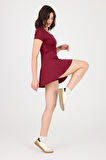 U Yaka Kısa Kollu Şortlu Mini Elbise