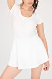 U Yaka Kısa Kollu Şortlu Mini Elbise