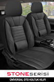 Volkswagen Caddy  Uyumlu 5 KOLTUK TAM SET DERİ BEL DESTEKLİ OTO KOLTUK KILIFI SİYAH