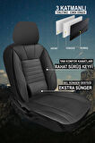 Volkswagen Caravelle  Uyumlu 5 KOLTUK TAM SET DERİ BEL DESTEKLİ OTO KOLTUK KILIFI SİYAH
