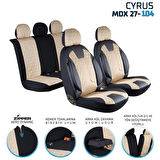 
Chevrolet Lacetti Uyumlu Deri Detaylı Oto Koltuk Kılıfı Ön Arka Set Cyrus Model Siyah Bej FS