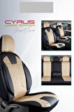 
Honda CR-Z Uyumlu Deri Detaylı Oto Koltuk Kılıfı Ön Arka Set Cyrus Model Siyah Bej FS