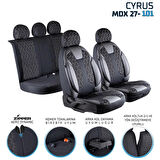 
Seat Cordoba Uyumlu Deri Detaylı Oto Koltuk Kılıfı Ön Arka Set Cyrus Model Siyah Beyaz FS