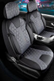 
Volkswagen Passat B7 Uyumlu Deri Detaylı Oto Koltuk Kılıfı Ön Arka Set Cyrus Model Siyah Füme FS