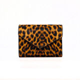 Lux Leder Vico Hakiki Deri Leopar Baskı Süet Cüzdan