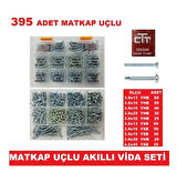 Akıllı Vida Seti - 395 Parça Matkap Uçlu Havşa-Düz Baş