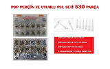 POP PERÇİN VE UYUMLU PUL SETİ 530 PARÇA 3-4-5mm