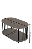 Modern Oval Orta Sehpa Çift Katlı Metal Ayaklı Salon, Ofis, Dekoratif Sehpa, Kahve sehpası