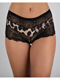 Cezbe G-Box Leopar Desenli Dantel Detaylı Kadın Şort Külot 915