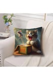 1 adet Fantastik Kedi & Fare Peluş Yastık Kılıfı 44.96cm x 44.96cm - Fransız Tarzı