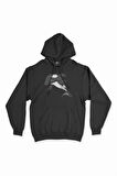 Balina Siyah Kapşonlu Sweatshirt Hoodie