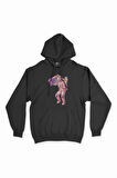Dans Eden Astronot Siyah Kapşonlu Sweatshirt Hoodie