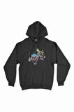 Renkli Kuru Kafa Siyah Kapşonlu Sweatshirt Hoodie