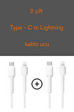2 Çift Type-C To Lightning Şarj Kablo Ucu Koruyucu