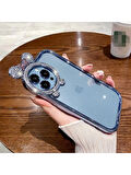 iPhone 14 Pro Max Uyumlu Taşlı Minnie Mouse Kulaklı Işıltılı Şeffaf Silikon Kılıf