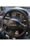 Renault Clio 2 Uyumlu Direksiyon Kılıfı Dikmeli Soft Siyah Deri Siyah Ipli ( 38×10cm )