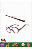 Harryyy Potterrrr Asası 30cm Ve Siyah Çerçeveli Harryyy Potterrrr Gözlüğü Seti Kız Erkek Çocu
