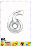 Şekilli Supershape Silver Rakam Folyo Balon 6 Numara Kız Erkek Çocuk Oyuncakları Eğitici Oyun