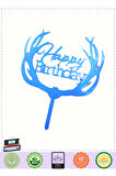 Happy Birthday Yazılı Pasta Süslemesi Kek Çubuğu Mavi Renk 13cm Kız Erkek Çocuk Oyuncakları E