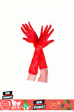 Kırmızı Renk Orta Boy Dantelli Eldiven Kız Erkek Çocuk Oyuncakları Eğitici Oyuncaklar