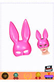 Pembe Renk Ekstra Lüks Uzun Tavşan Maskesi 35x16cm Kız Erkek Çocuk Oyuncakları Eğitici Oyunca