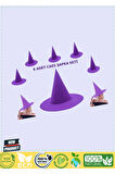 Mor Renk Keçe Cadı Şapkası Yetişkin Çocuk Uyumlu 6 Adet Kız Erkek Çocuk Oyuncakları Eğitici O