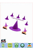 Mor Renk Keçe Cadı Şapkası Yetişkin Çocuk Uyumlu 6 Adet Kız Erkek Çocuk Oyuncakları Eğitici O