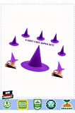 Mor Renk Keçe Cadı Şapkası Yetişkin Çocuk Uyumlu 6 Adet Kız Erkek Çocuk Oyuncakları Eğitici O
