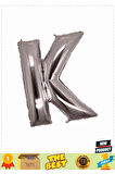 K Harf Folyo Balon Gümüş Renk 40 Inç Kız Erkek Çocuk Oyuncakları Eğitici Oyuncaklar