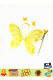 Sarı Renk Kelebek Kanadı Tacı Ve Sopası 50x37cm Kız Erkek Çocuk Oyuncakları Eğitici Oyuncakla