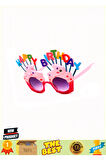 Happy Birthday Yazılı Pembe Fuşya Renk Parti Gözlüğü 12x7cm Kız Erkek Çocuk Oyuncakları Eğiti
