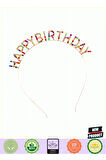 Rengarenk Kristal Taşlı Ekstra Lüks Gümüş Kaplama Happy Birthday Taç 16x17cm Kız Erkek Çocuk
