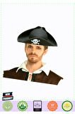 Siyah Renk Korsan Armalı Kaptan Jack Sparrow Korsan Denizci Şapkası Kız Erkek Çocuk Oyuncakla