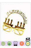 İt&#39;s My Birthday Yazılı Taç Ve Mum Şekilli Gözlük Seti Altın Renk Kız Erkek Çocuk Oyuncak