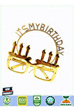 İt&#39;s My Birthday Yazılı Taç Ve Mum Şekilli Gözlük Seti Altın Renk Kız Erkek Çocuk Oyuncak