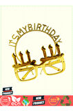 İt&#39;s My Birthday Yazılı Taç Ve Mum Şekilli Gözlük Seti Altın Renk Kız Erkek Çocuk Oyuncak